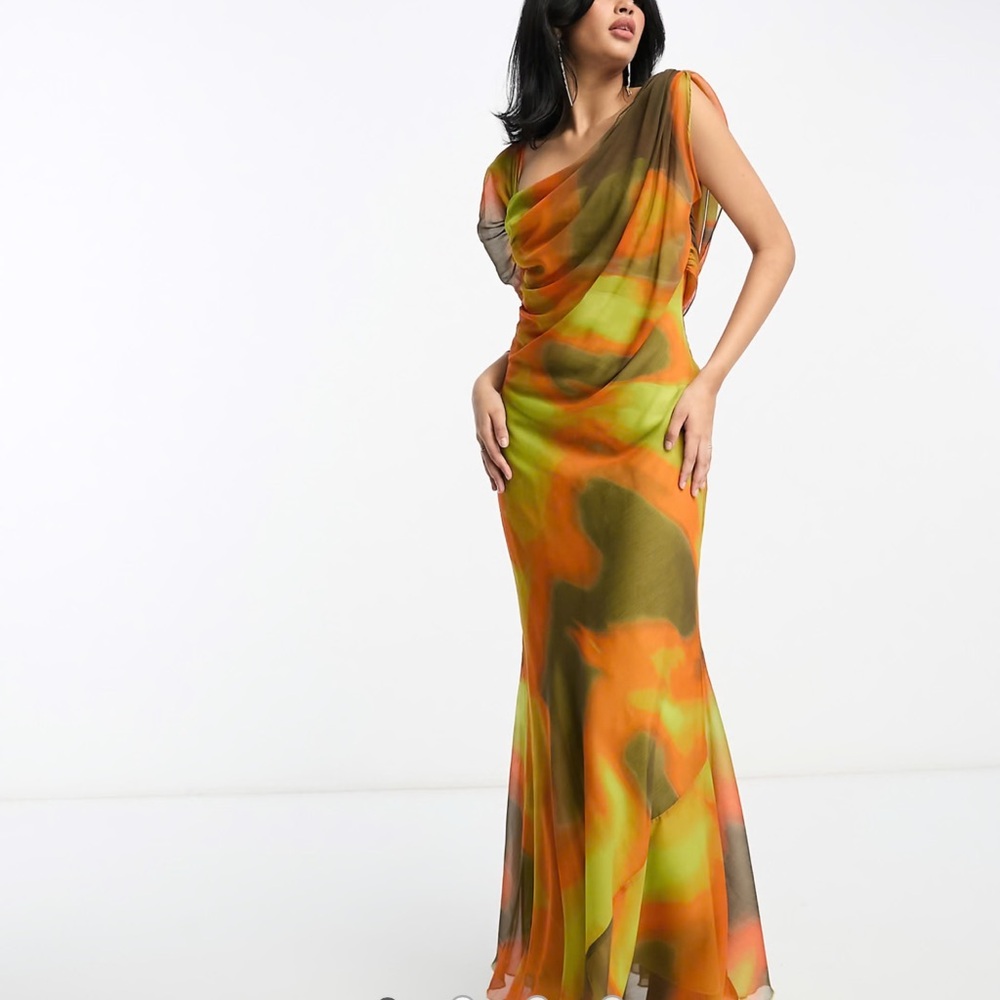 Asos drape one shoulder maxi dress